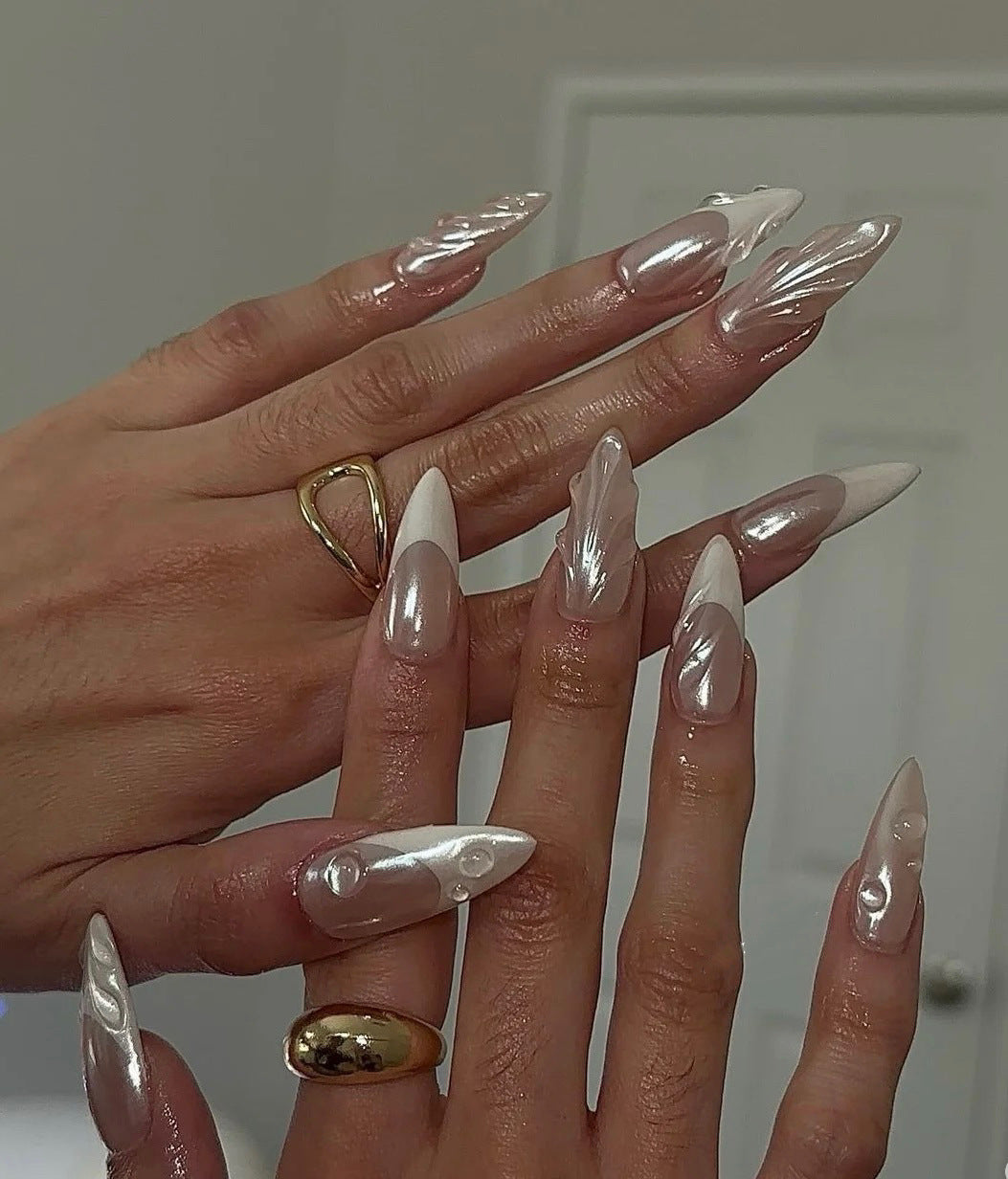 3D Water Drop Shell Wave Press-On Nails