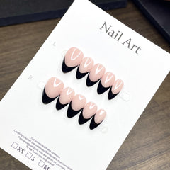 Black French Almond Nail
