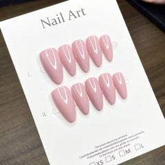 Macaron Powder Almond Nail Art