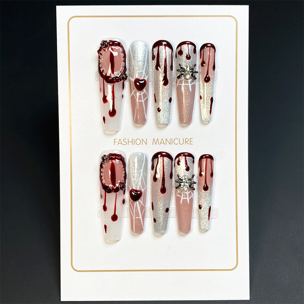 UNIKOO Handmade Spider Web Devil's Eye Press-On Nails