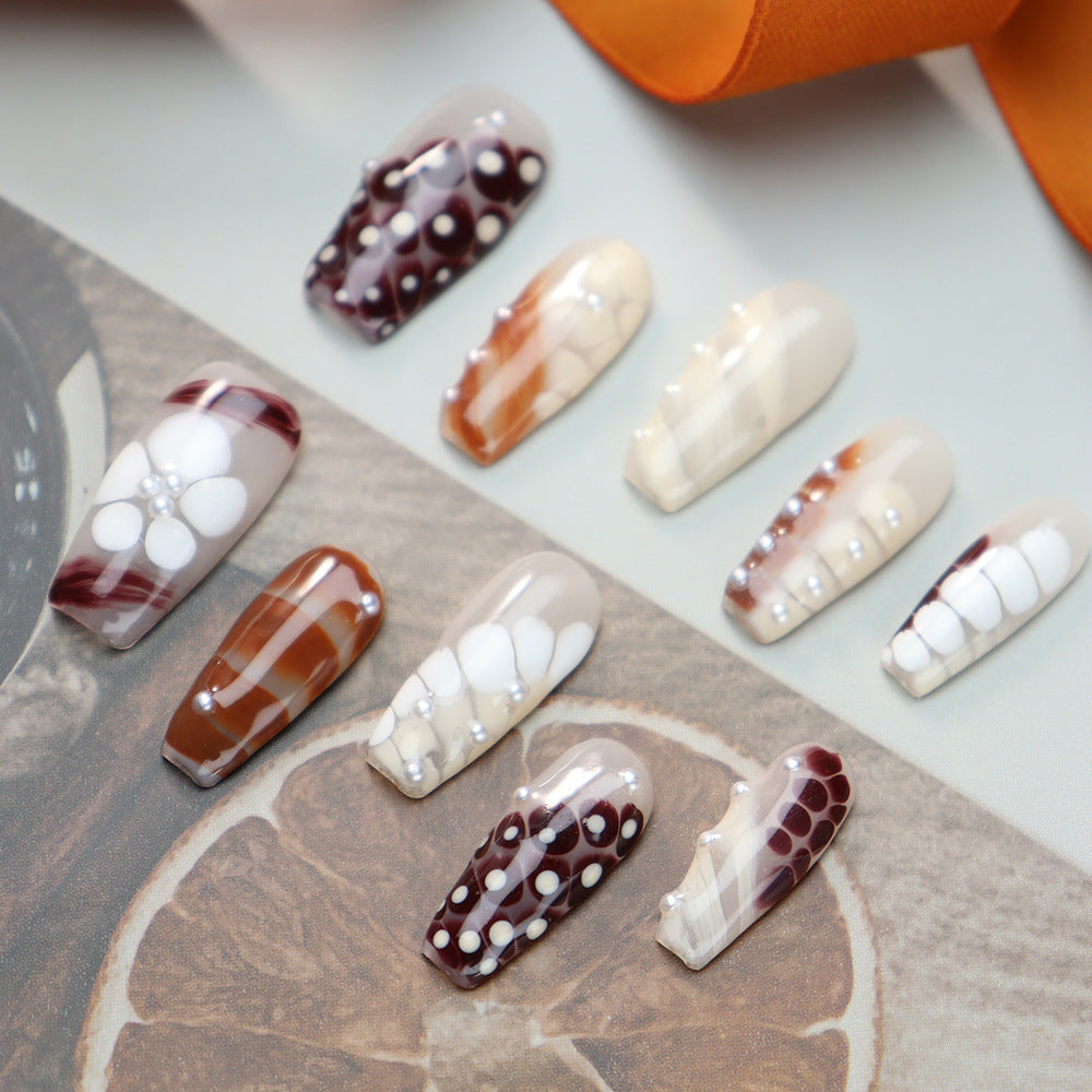 UNIKOO Pearl Middle Coffin Press-on Nails