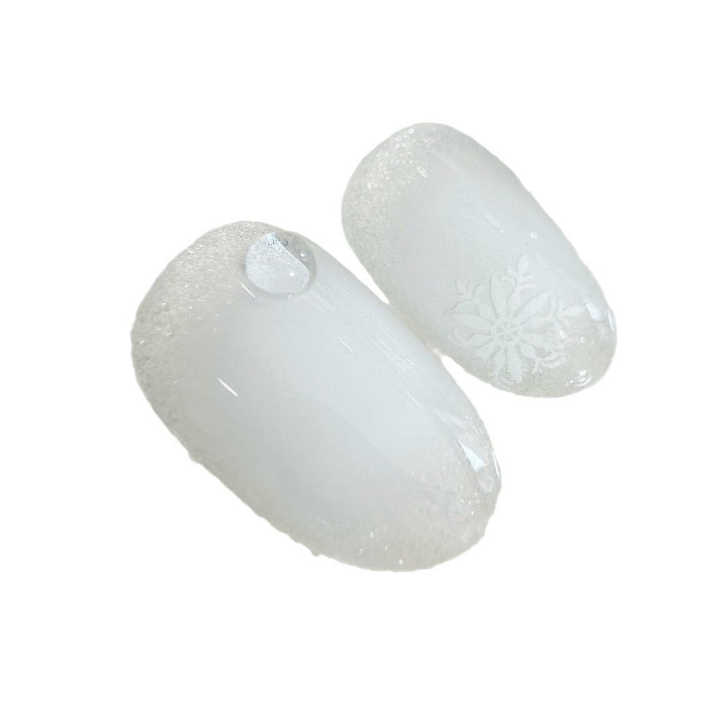 UNIKOO Cute Snowmen Short Round Press on Nails