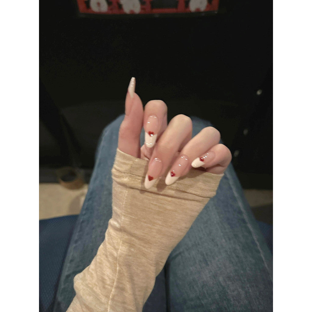 UNIKOO Hand Peach Heart Almond Press-on Nails
