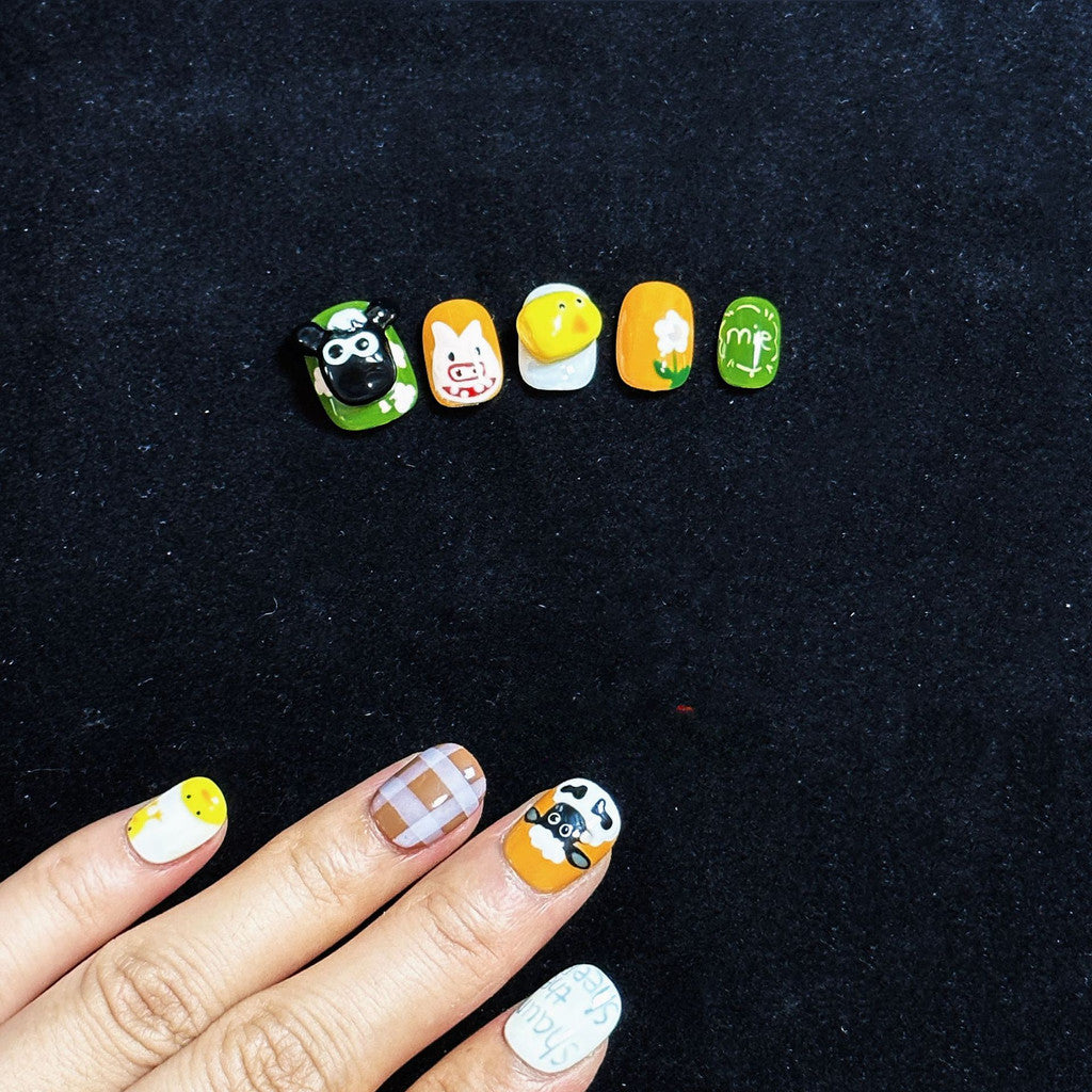 UNIKOO SHUAN sheep Short Press-on Nails