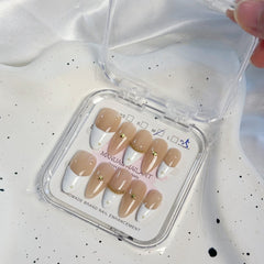 UNIKOO White French Middle Almond Press-on Nails