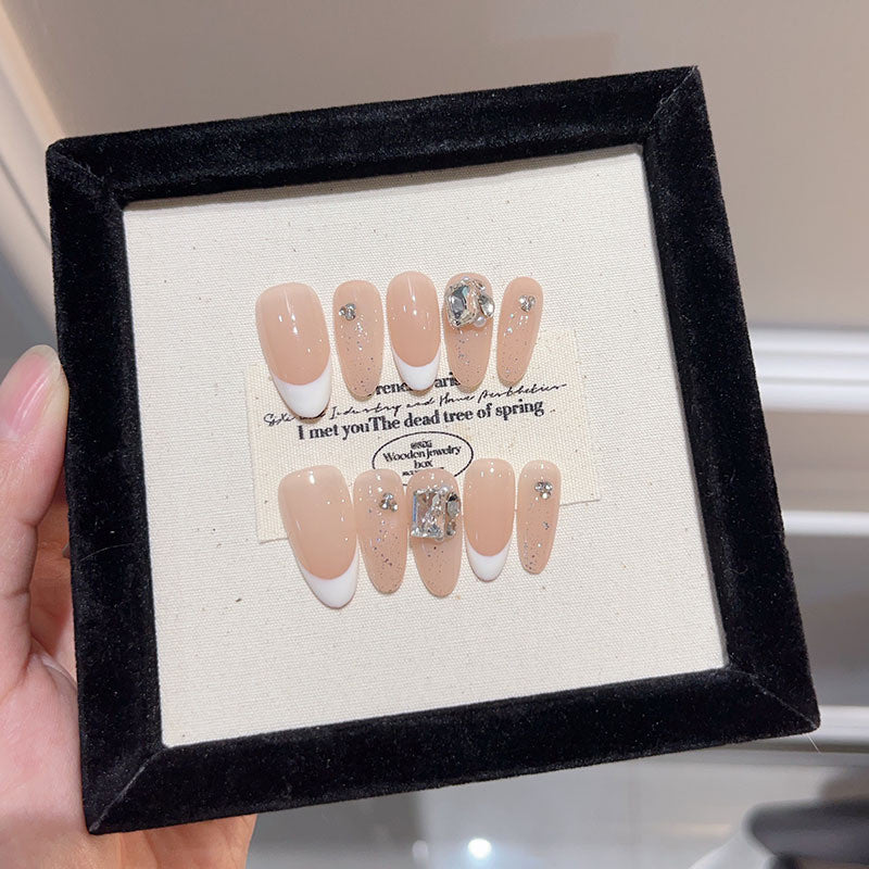 UNIKOO Elegant French tip Short Almond Press-on Nails