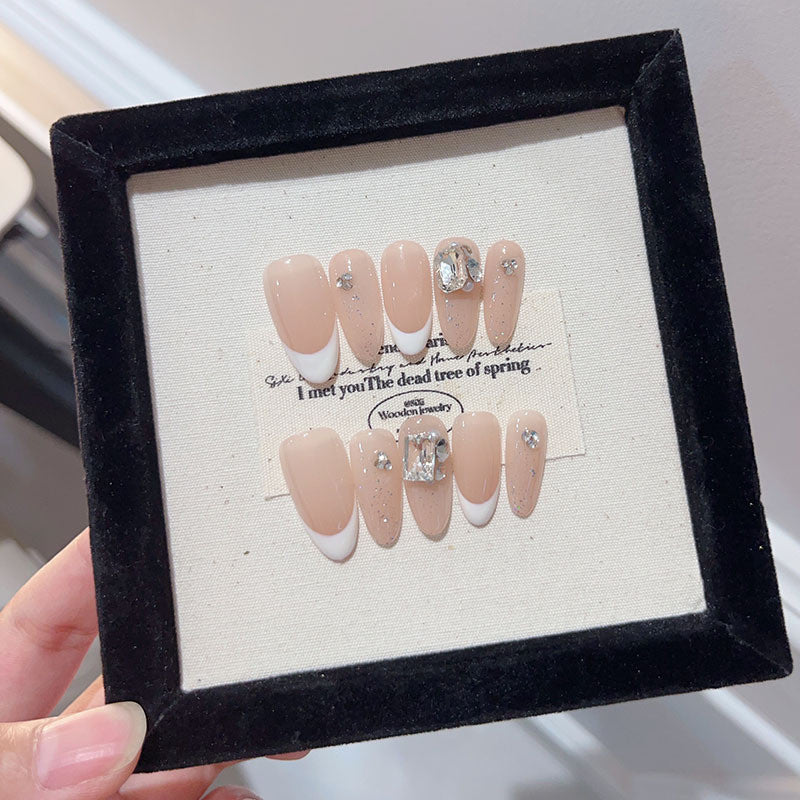 UNIKOO Elegant French tip Short Almond Press-on Nails