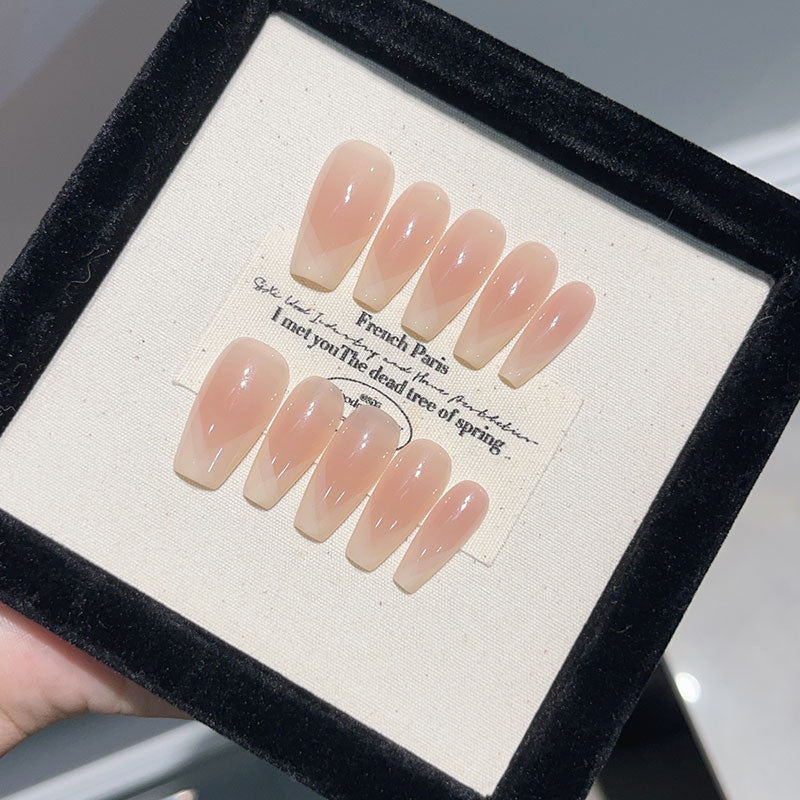 UNIKOO Long coffin Cinnamon Roasted Milk Press-on Nails