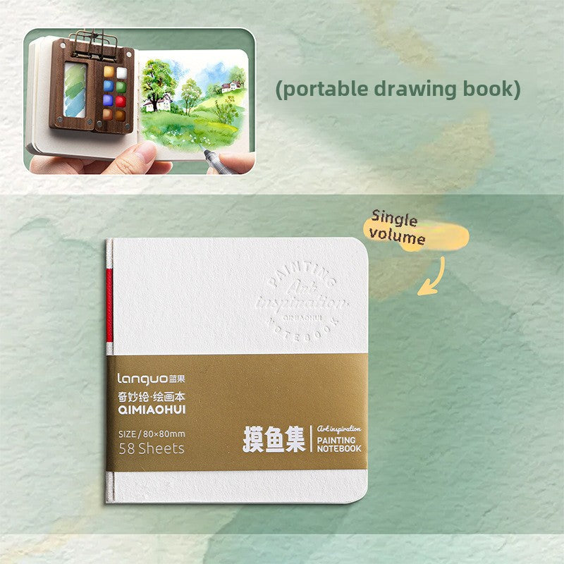 Mini Watercolor Paint Walnut Box – Portable Travel Art Kit