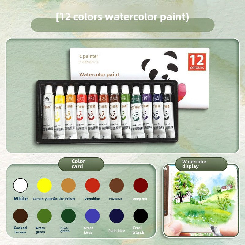 Mini Watercolor Paint Walnut Box – Portable Travel Art Kit
