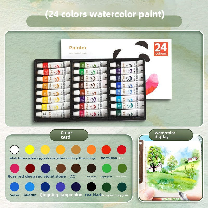 Mini Watercolor Paint Walnut Box – Portable Travel Art Kit